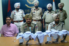 Barnala SSP Surjeet Singh addresses media following the seizure of illegal arms and ammunition on Friday. 