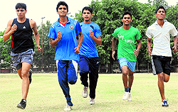 Athletes participate in trials organised by Chandigarh Athletics Association on Friday
