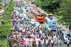 PDP workers stage protest against unscheduled power cuts in Jammu on Friday. 