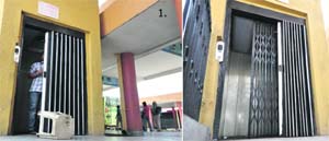 Elevators at the Inter-State bus stand; and (right) at the local bus stand in Ludhiana.