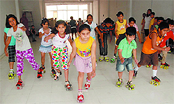 Kids having a great time at a summer camp being organised at a play school in Bathinda on Saturday