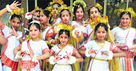 Children, after a dance performance, at ISKCON summer workshop at Hare Krishna Dham, Sector 36, in Chandigarh on Saturday.