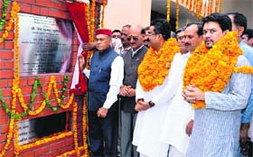 Chief Minister Prem Kumar Dhumal inaugurates the Jaswan-Pragpur water scheme in Kangra district on Saturday