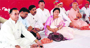 Dignitaries on the occasion of Prithvi Raj Chauhans birth anniversary in Haridwar on Sunday.
