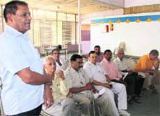 A meeting of senior leaders of the Uttarakhand Kranti Dal (P) under way in Dehradun on Sunday. 