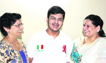 Prnay Jain, who bagged first and third rank, respectively, in the district with their family members in Jalandhar. 