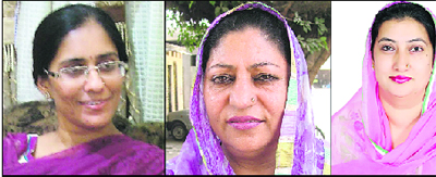 (From left) Mamta Ashu, Paramjit Kaur and Narinder Kaur Dhillon.