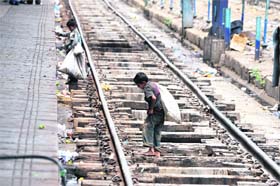 Children collect plastic waste at Jammu Railway Station