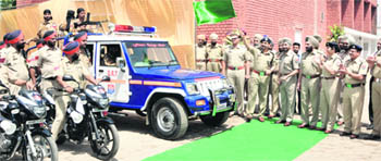 DIG MF Farooqui and Khanna SSP Inderbir Singh flag off PCR motorcycles at Khanna. 