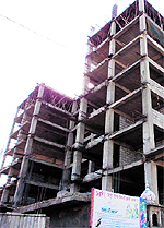 A view of the Saragarhi Niwas being constructed by the SGPC near the Golden Temple in Amritsar on Tuesday