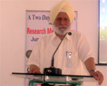 A speaker addressing the seminar organised by Guru Kashi University in Bathinda.