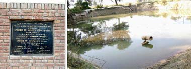 (Left) The foundation stone, which was laid by the CM Parkash Singh Badal, promising hundred per cent water supply in Bariwala; Bariwala waterworks, which was commissioned in 1979