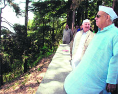 Uttarakhand Governor Dr Aziz Qureshi at Kilbury near Nainital on Wednesday. 