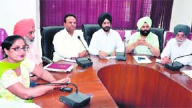 Officiating Civil Surgeon Dr HS Ghai during a meeting in Amritsar on Thursday