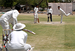 A match between Bathinda and Barnala in progress in the Inter-District Cricket Tournament (U-22) for Plate group at Police Public School in Bathinda on Thursday