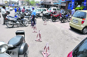 Despite directions of the JMC, some of the hotels and big malls continue to encroach upon the public space in Jammu city.