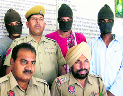 The three thieves in the police custody at the Division No 1 police station in Jalandhar on Thursday.