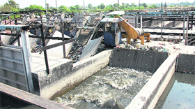 A view of sewage treatment plant at Pholriwal village on the outskirts of Jalandhar.