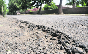 A road in a pitiable condition on the PAU campus in Ludhiana.