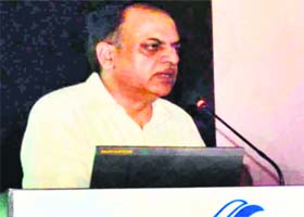 Haryana principal industries secretary Y.S. Malik addressing the 59th AGM of the Faridabad Industries Association in Faridabad on Friday