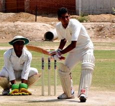 A match in the Inter-District Cricket Tournament (U-22) for Plate group in progress at the Police Public School in Bathinda.  