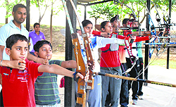 Participants at the archery camp at Polo Ground in Patiala on Thursday