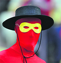 A Spanish fan in a costume prior to the match between Spain and Ireland at the Gdansk Arena on Thursday. 