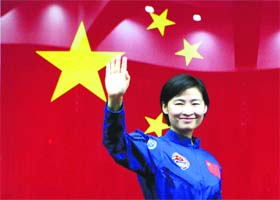Chinas first female astronaut Liu Yang at a news conference in Gansu province on Friday