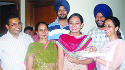 Avneet Kaur celebrates her success in Amritsar on Saturday