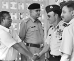 Air Marshal Rajinder Singh AOC-in -Training Command meets the staff at Air Force Station High Ground in Chandigarh on Saturday.