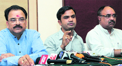 Ajay Bhatt, Leader of the Opposition in the Uttarakhand Assembly, addresses a press conference in Dehradun on Saturday.