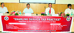 Speakers at a workshop on Enabling service tax practice organised by the Institute of Chartered Accountants of India in Dehradun on Saturday