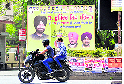 A hoarding put up at Sarabha Nagar in Ludhiana