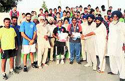 Winners of the Sher-e-Punjab Sports Academy, Chakar, being felicitated at the village