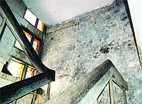 Damaged walls inside the hostel at Government Medical College in Amritsar