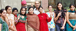 BBK DAV College for Women students celebrate their success with Principal Dr Neelam Kamra in Amritsar on Sunday