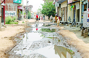A street in a poor condition at Ward 61 in Amritsar