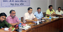 Bathinda Deputy Commissioner Kamal Kishore Yadav (third from left) during the concluding day of the two-day refresher course for the district revenue officials in Bathinda on Sunday