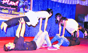 Youngsters perform a western dance during the concluding function of a workshop at Jwalapur in Haridwar on Sunday. 