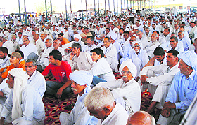 A view of the Jat Akrosh Rally held in Kaithal on Sunday. 