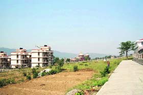 Big houses coming up in the Tibetan Khampa Industrial Society at Chauntra in Mandi district