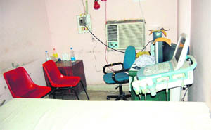 The out-of-order ultrasound machine at Bebe Nanki Mother and Child Health Care Centre in Amritsar. 
