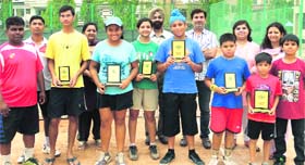 Winners of the lawn tennis tournament at Manav Mangal School, Sector 11, Panchkula