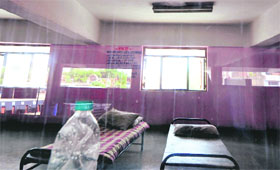 A fan running in a closed room of the night shelter at the bus stand in Ludhiana.