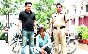 A thief in police custody in Dehradun on Tuesday.