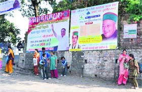 Union Minister Virbhadra Singhs hoardings put up in Shimla