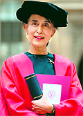 Aung San Suu Kyi at Oxford University after receiving an honorary degree
