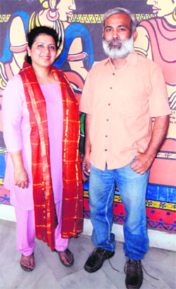 Theatre personalities Aishveryaa Nidhi and Arvind Gaur in Amritsar on Thursday. 