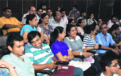 MBA aspirants along with their parents attend the first counselling session at the University Business School in Panjab University on Thursday. 