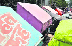 The closed illegal vending shops in Haridwar. Tribune photo: Rameshwar Gaur